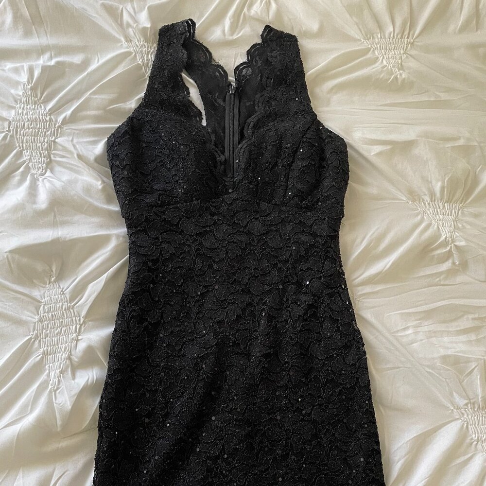 Sparkly Date Night Dress Sleeves Black
